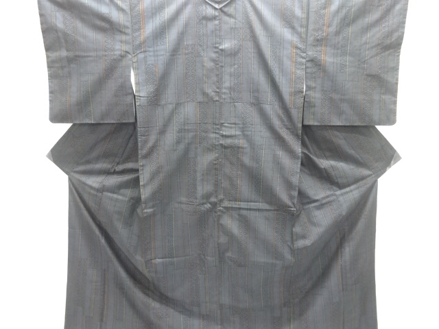 変わり縞に花模様織り出し本場泥大島紬着物(5マルキ)